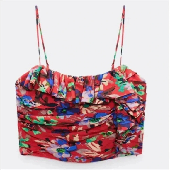Zara floral printed ruched top - Picture 13 of 14